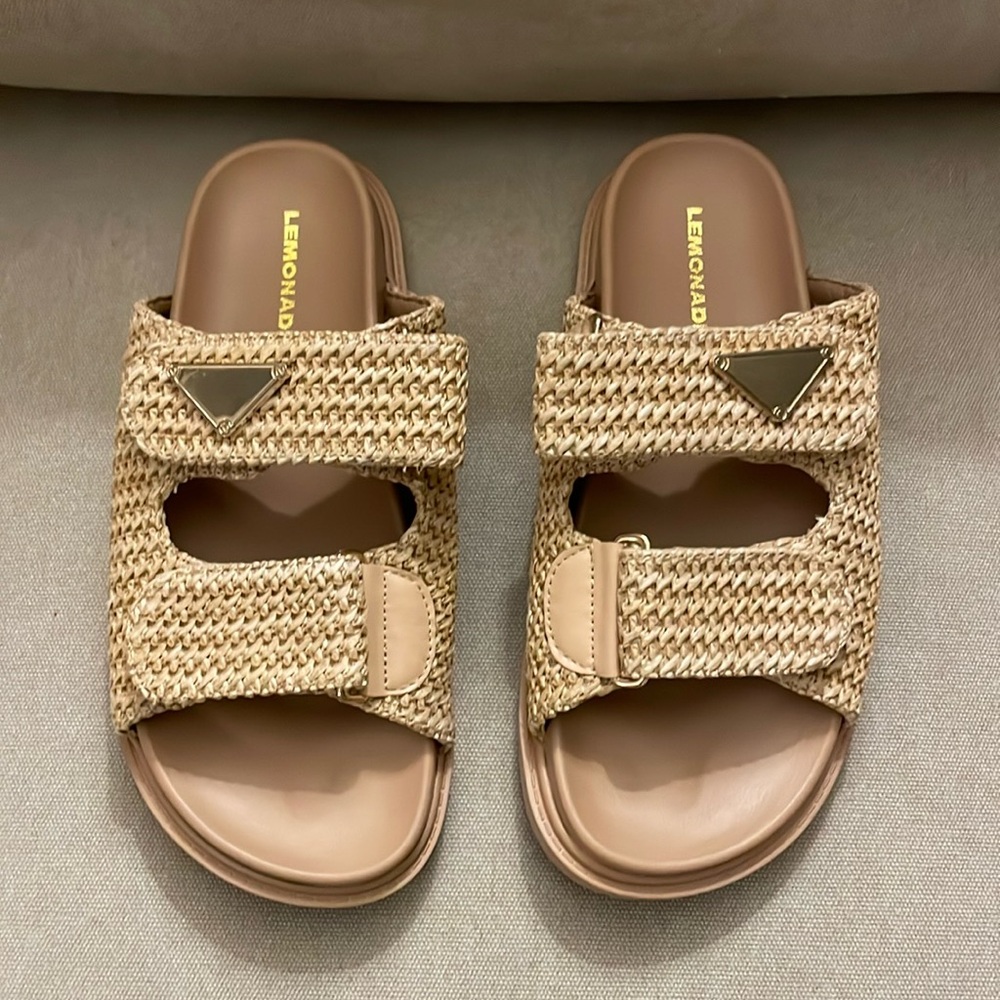Lemonade Tuscany Nude Double Band Buckle Slide Sandals